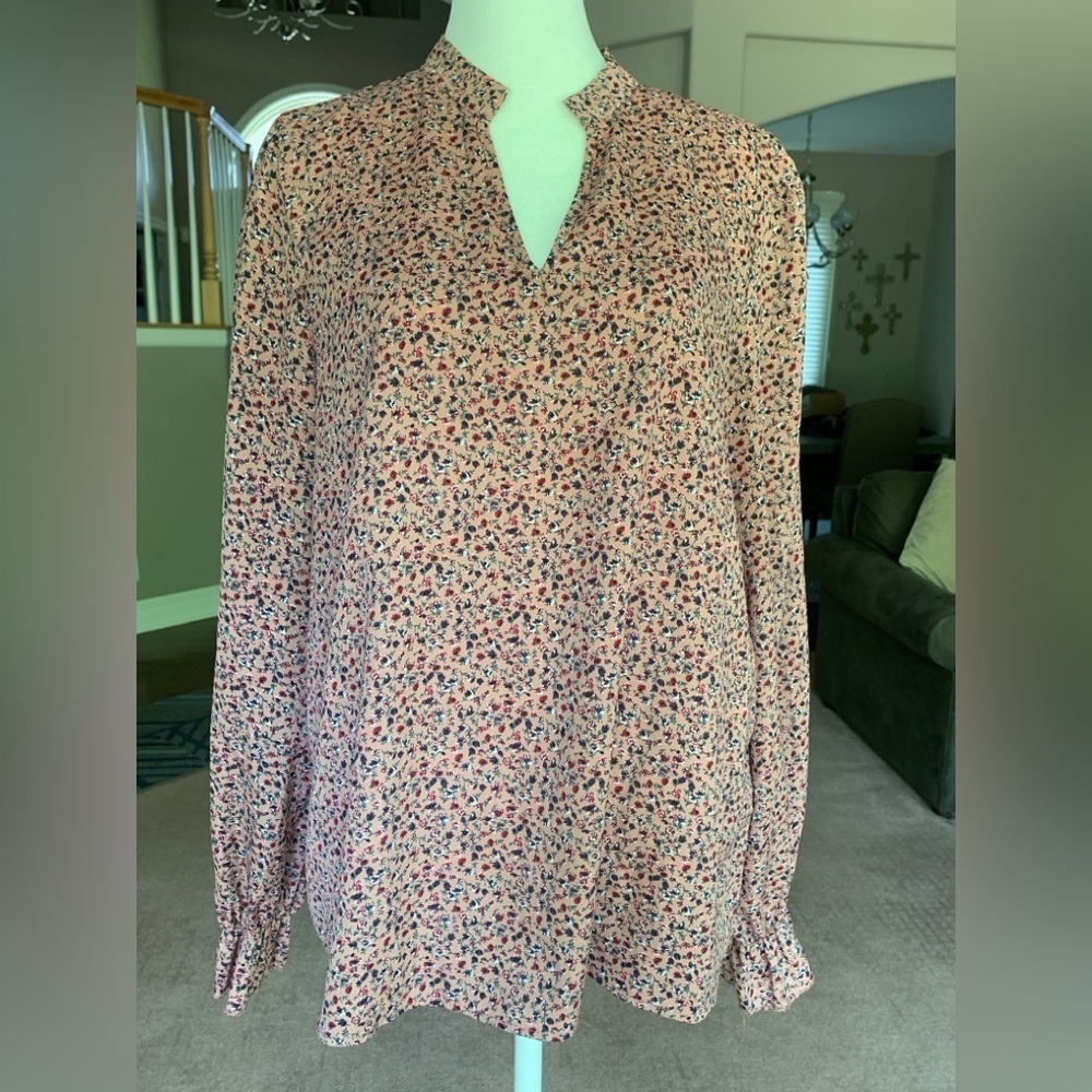 XL Pink Floral Print Long sleeve  Blouse, SHEIN, EUC